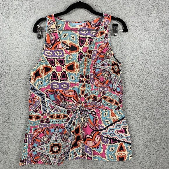LeifNotes Tops - ANTHROPOLOGIE LEIFNOTES GLASS TILES  MULTI COLOR AZTEC PRINT SILK TOP SZ 6
